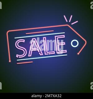Retro-Sale Neonschild isoliert auf Hintergrund. Vektordarstellung. Eps 10. Stock Vektor