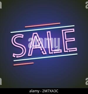 Retro-Sale Neonschild isoliert auf Hintergrund. Vektordarstellung. Eps 10. Stock Vektor