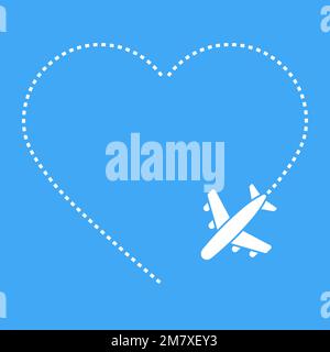 Ich liebe Flugstrecken isoliert auf weißem Hintergrund. Vektordarstellung. Eps 10. Stock Vektor