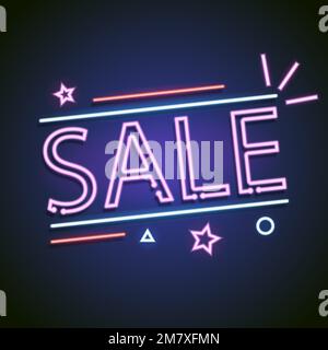 Retro-Sale Neonschild isoliert auf Hintergrund. Vektordarstellung. Eps 10. Stock Vektor