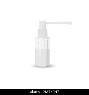 Medizinischer Nasenspray-Spender zur Behandlung von Rhinitis und Halsschmerzen isolierten Arzneimitteln auf weißem Hintergrund. Vektordarstellung. Ep Stock Vektor