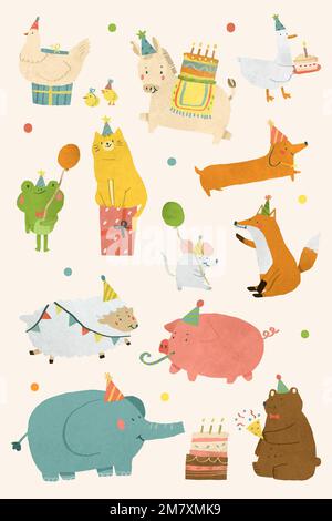 Tier Party Doodle Design Vektor Stock Vektor