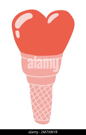 Waffelkonus, Herzeis Stock Vektor