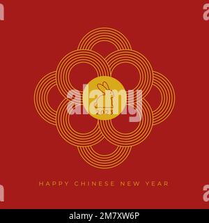 Frohes Chinesisches Neujahr. Das Jahr des Kaninchens. 2023. Vektordarstellung, flaches Design Stock Vektor