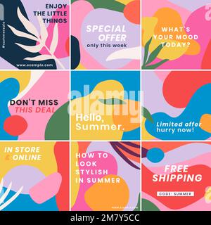 Abstrakte Vorlagen für soziale Medien Vektor mit VERKAUF Textsatz Stock Vektor