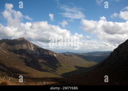 Abendlicher Blick auf den Ziegenfell von Glen Rosa auf die Insel Arran Ayrshire in Schottland Stockfoto