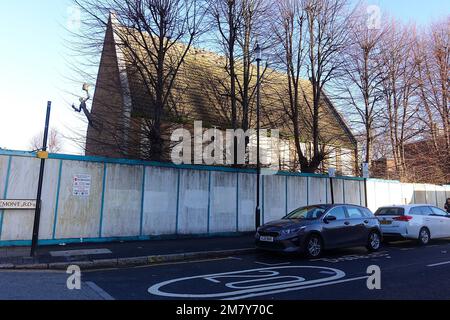 Forest Gate, London, Großbritannien. 11. Januar 2023. Die Gentrifizierung der Forest Gate High Street und der umliegenden Gebiete setzt sich rasant fort, ein langfristiges Projekt, das mit der Umwandlung des Bahnhofs in eine Station der Elizabeth-Linie begann. Das ist Teil des "Newham Borough council High Streets Programme". Foto: Paul Lawrenson/Alamy Live News Stockfoto