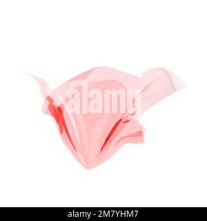 Glatte elegante rote transparente Tuch auf weißem Hintergrund getrennt. Textur aus fliegendem Stoff. Stockfoto