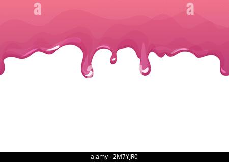 Schleimlila und Pink, Gelee-Glasur mit Tropfen im Cartoon-Stil, nahtlos isoliert auf weißem Hintergrund. Vektordarstellung Stock Vektor