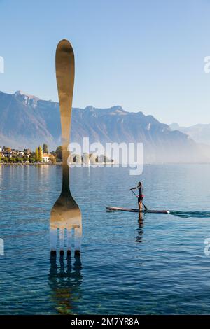 VEVEY, KANTON VAUD, SCHWEIZ Stockfoto