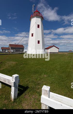 Holz- LEUCHTTURM VON MISCOU, MISCOU ISLAND, NEW BRUNSWICK, KANADA, NORDAMERIKA Stockfoto