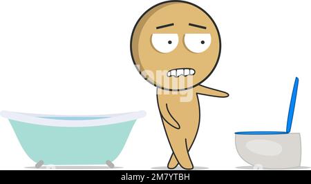 Der Junge in Eile geht auf die Toilette Stock Vektor