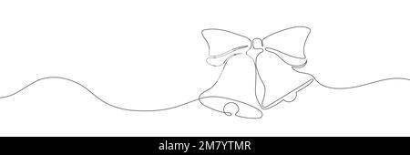 Durchgehende Linienzeichnung der weihnachtsglocke. Stock Vektor