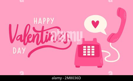 Poster oder Banner zum Valentinstag mit süßer Schrift, süße Herzen isoliert. Vektor für Werbeaktionen und Shopping-Vorlagen Stock Vektor