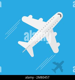 Draufsicht des Flugzeugs isoliert auf weißem Hintergrund. Vektordarstellung. Eps 10. Stock Vektor