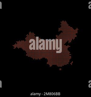 Pixelmosaikkarte von China. Halbtondesign. Vektordarstellung. Eps 10. Stock Vektor