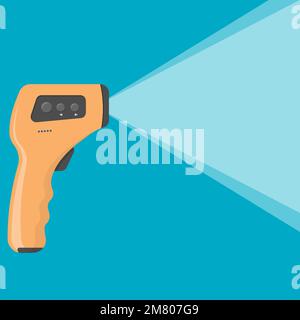 Digitales kontaktloses Thermometer mit isoliertem Infrarotlicht auf weißem Hintergrund. Vektordarstellung. Eps 10. Stock Vektor
