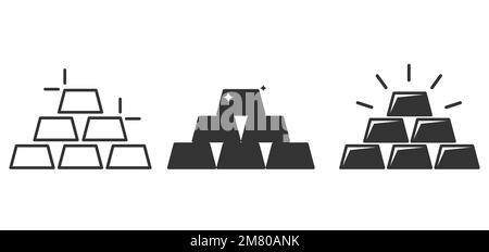 Satz goldener Balkensymbole. Business Trading Finance Goldbarren oder -Ingots. Vektordarstellung. Eps 10. Stock Vektor