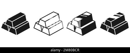 Satz goldener Balkensymbole. Business Trading Finance Goldbarren oder -Ingots. Vektordarstellung. Eps 10. Stock Vektor