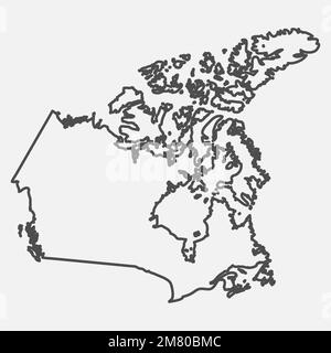 Linienkarte von Kanada. Silhouette der kanadischen Landkarte. Vektordarstellung. Eps 10. Stock Vektor
