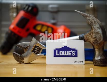 Lowes Gutschein für einen Baumarkt. Stockfoto