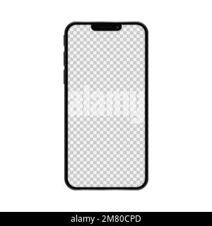 Realistisches Smartphone-Modell mit transparentem Bildschirm. Smartphone-Modell. Vorderansicht des Geräts. Vektordarstellung. Eps 10. Stock Vektor