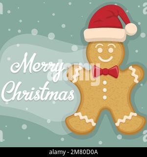 Weihnachtskuchen für Lebkuchen. Frohe Neujahrsdekoration. Frohe weihnachten. Weihnachtskeks in Gestalt eines Menschen. Vektordarstellung. Eps 10. Stock Vektor