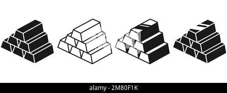 Satz goldener Balkensymbole. Business Trading Finance Goldbarren oder -Ingots. Vektordarstellung. Eps 10. Stock Vektor