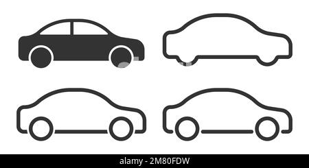 Auto-Symbole in linearem Stil. Transportsymbol. Vektordarstellung. Eps 10. Stock Vektor