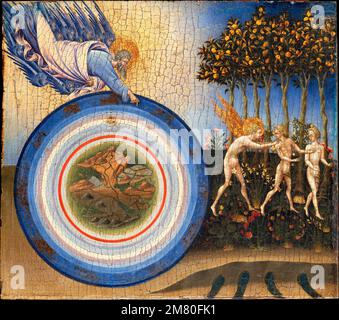 Die Schaffung der Welt und der Auszug aus dem Paradies 1445 Giovanni di Paolo (Giovanni di Paolo di Grazia) Stockfoto