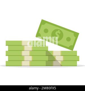 Ein Haufen Geld. Dollarscheine. Bargeld. Vektordarstellung. Eps 10. Stock Vektor
