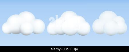 3D Wolken gesetzt. Realistische Wolkensymbole. geometrische 3D-Formen. Vektordarstellung. Eps 10. Stock Vektor