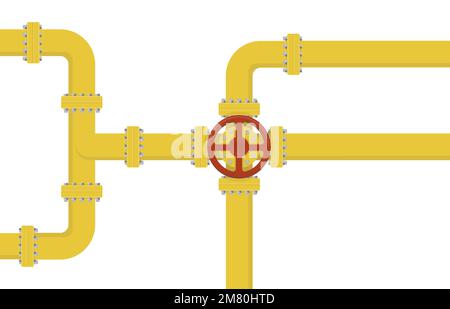 Industrieller Hintergrund mit Pipeline. Öl-, Wasser- oder Gasleitung mit Anschlüssen und Ventilen. Vektordarstellung. Eps 10. Stock Vektor