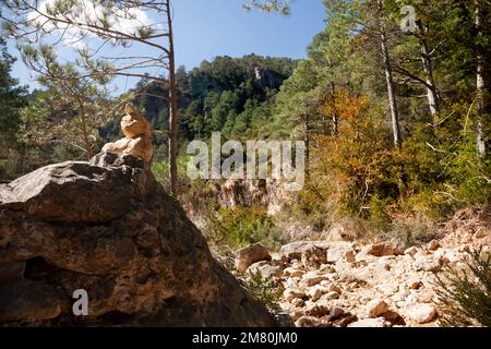 Ulldemo-Fluss. Provinz Teruel. Los Ports Berge Stockfoto