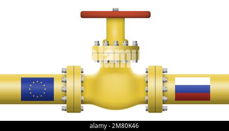 Ventil an der Hauptgasleitung zwischen der Europäischen Union und Russland. Vektordarstellung. Eps 10. Stock Vektor