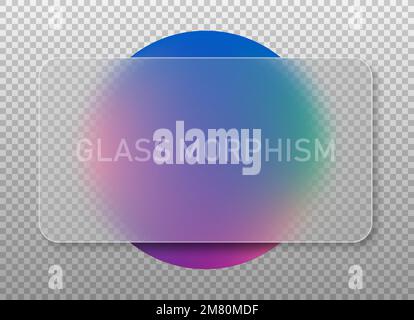 Transparentes quadratisches Glasdesign. Realistischer Glasmorphismus. Vektordarstellung. Eps 10. Stock Vektor
