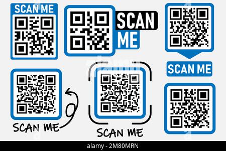 QR-Code-Scan für Smartphone. QR-Code-Rahmen. Vorlage Scan ME QR-Code für Smartphone. Vektordarstellung. Eps 10. Stock Vektor