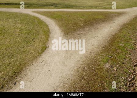 Gabel in der Straße Stockfoto