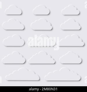 Wolkenset. Neuartige UI-Designelemente. Vektordarstellung. Eps 10. Stock Vektor