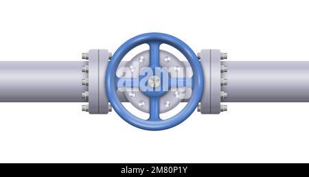 Öl, Gas oder Wasser, das durch das Rohr fließt. Rohrleitungsbau mit isoliertem Ventil. Industriesystem. Vektordarstellung. Eps 10. Stock Vektor