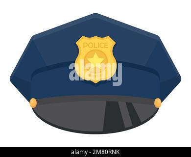 Polizistenmütze mit Goldcockade. Vektordarstellung. Eps 10. Stock Vektor