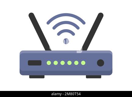 Symbol Für Den Wlan-Router. WLAN-Router für Internetdienste. Modem mit WLAN-Signal. Vektordarstellung. Eps 10. Stock Vektor