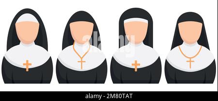 Nonne flaches Symbol. Schwester der Gnade Zeichen. Vektordarstellung. Eps 10. Stock Vektor