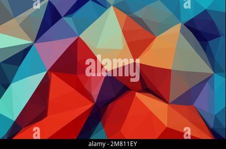 Farbenfroher volumetrischer, niedriger Poly eleganter Hintergrund, mehrfarbiger Vektor, luxuriöse 3D-Abbildung, Hintergrund, Banner, Poster-Tapete Stock Vektor