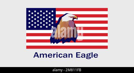 Amerikanischer Adler, Kraft, Friedenssymbol der Vereinigten Staaten von Amerika, amerikanische Flagge Illustration, patriotisch, Nationalfeiertag, isolierte Clip Art Stock Vektor