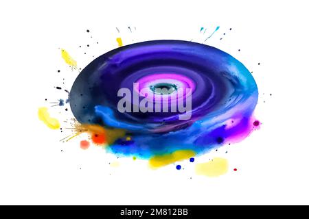 Spital Galaxy Aquarell Farbspritzer, Fantasie wissenschaftlich, Himmelskosmos. Beauty Blue und Purple Astrologie Hintergrund Stock Vektor