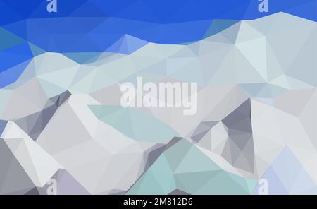 Polygonale geometrische abstrakte digitale schneeberge, Vektor farbenfroh, flache Landschaft, Reisehintergrund, Bergkunst, Blauer Himmel, kreativer Hintergrund Stock Vektor