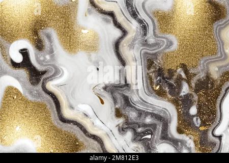 Luxuriöser Marmor mit schwarz-weißen Farben und Goldfolie, abstrakte Vektorstruktur, Boden, Badezimmer, Küchenfliesen, elegante Luxuskonstruktion Stock Vektor