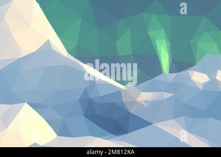 Polygonale geometrische abstrakte digitale Berge, Vektorfarben, flache Landschaft, Reisehintergrund, Bergkunst, Blauer Himmel, kreative Kulisse, Norden Stock Vektor
