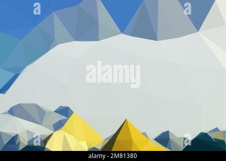 Polygonale geometrische abstrakte digitale Berge, Vektorfarben, flache Landschaft, Reisehintergrund, Bergkunst, Blauer Himmel, kreativer Hintergrund Stock Vektor